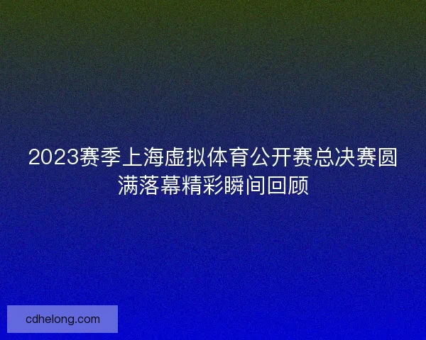 2023赛季上海虚拟体育公开赛总决赛圆满落幕精彩瞬间回顾