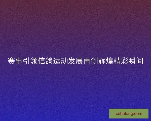 赛事引领信鸽运动发展再创辉煌精彩瞬间