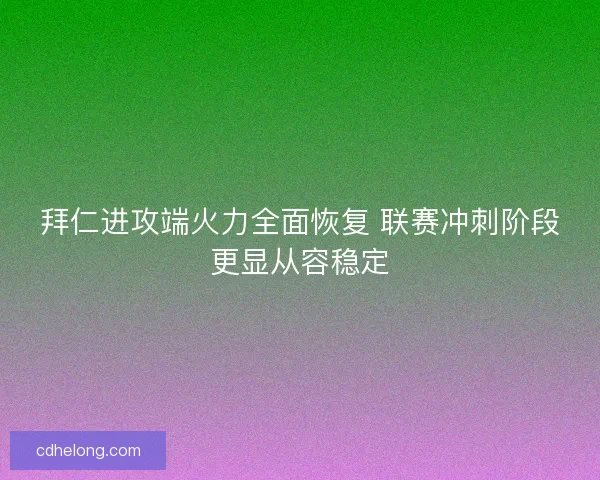 拜仁进攻端火力全面恢复 联赛冲刺阶段更显从容稳定